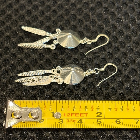 Sterling Silver 925 Feather Dangle Earrings - Southwestern Style - Picture 8 of 8